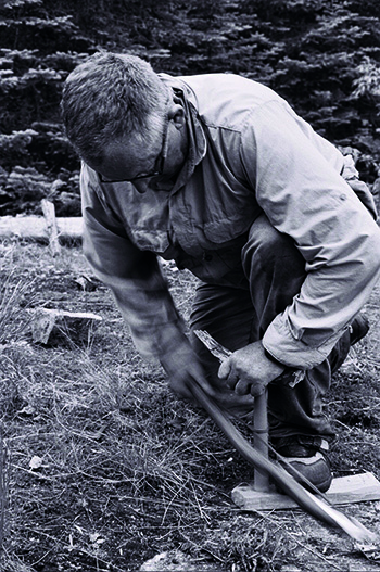 Using a bow drill, fire by friction CREDIT: Courtesy of Ray Mears