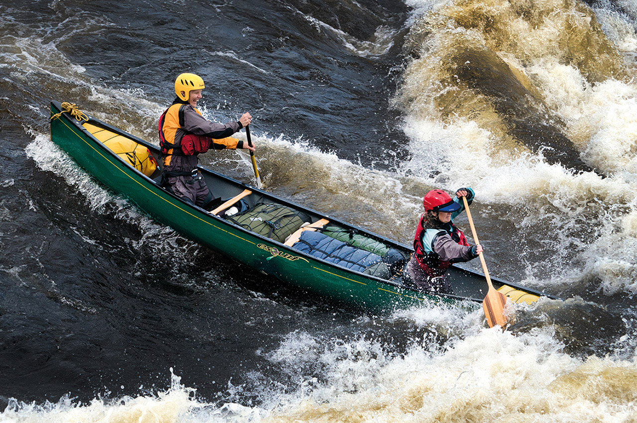 Becky Mason and her husband Reid McLachlan running Cedar Rapids at Gatfest on Upper Gatineau River. Photo: John Foster