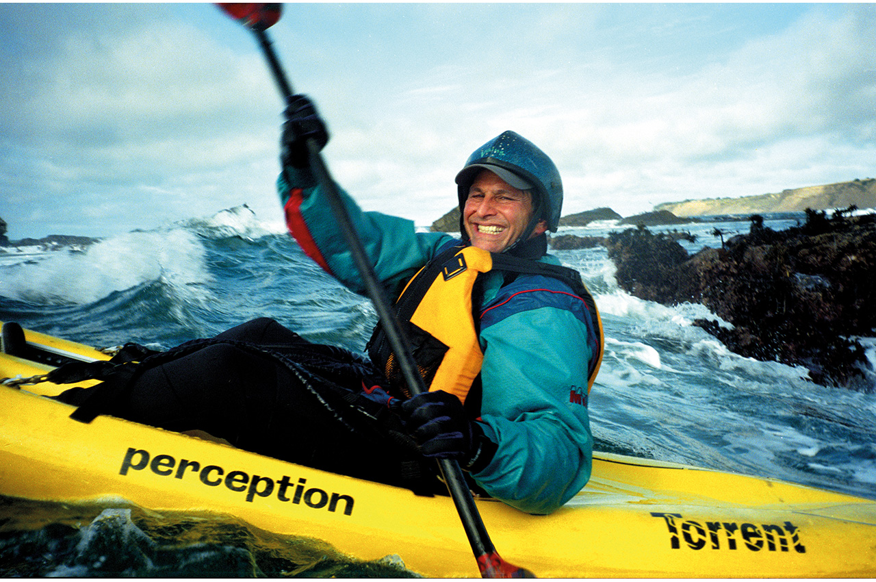 Kayaker Mavericks Surf Rocks