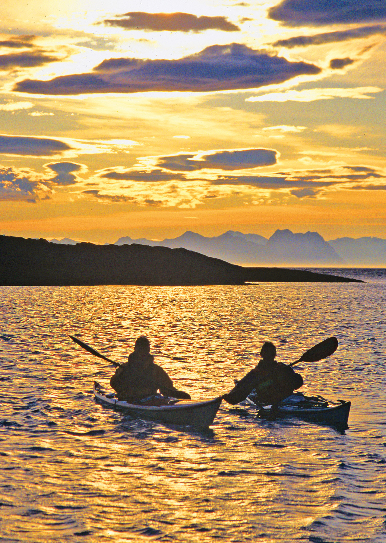 Kayakers, Norway, Midnight Sun