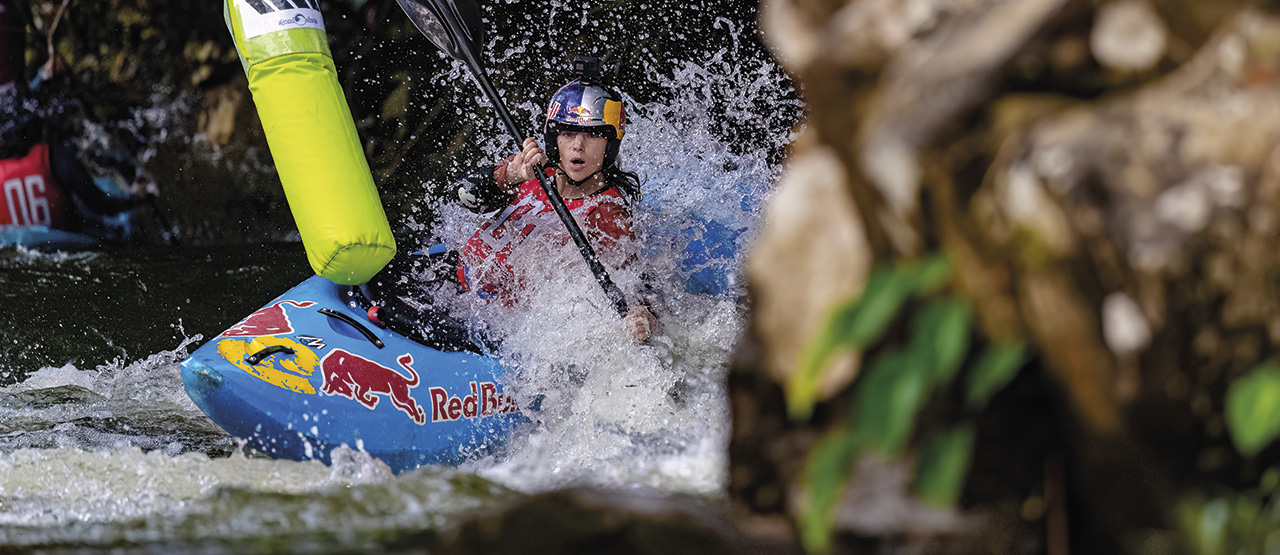 Nouria performs during the Meghalaya Kayak Festival in Shillong, India. Photo: Rod Hill / Red Bull Content Pool